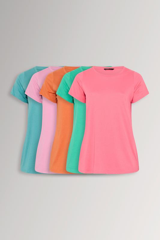 YOURSET 5 PACK Curve Pink & Orange Core T-Shirts