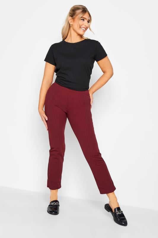 M&Co Burgundy Red Stretch Tapered Trousers | M&Co 2