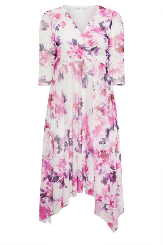 YOURS LONDON Plus Size White Floral Wrap Midi Dress | Yours Clothing 5