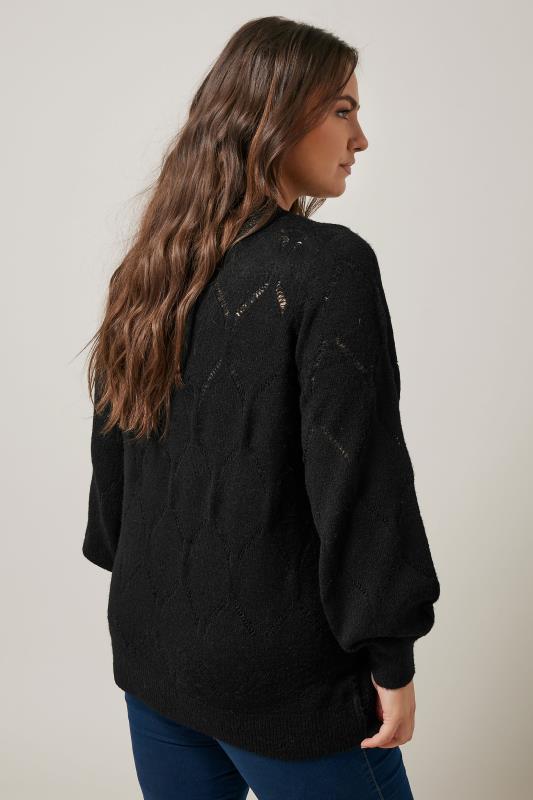 EVANS Plus Size Black Pointelle Knitted Jumper | Evans 2
