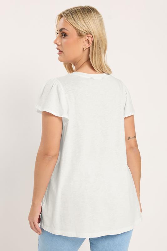 YOURS Plus Size Curve White Frill Short Sleeve T-Shirt | Yours Clothing 2