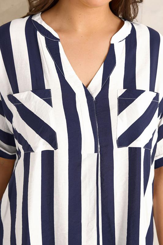 EVANS Plus Size Blue & White Stripe Blouse | Evans 4