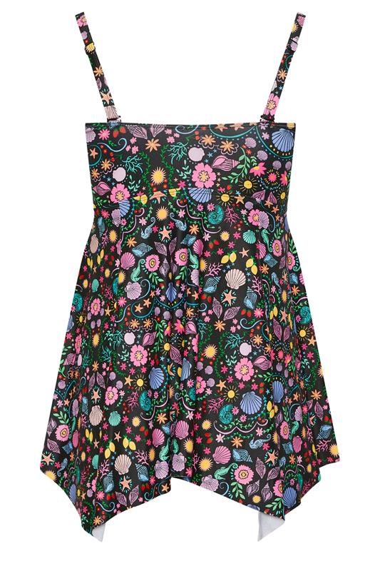 YOURS Plus Size Black Shell Print Tankini Top | Yours Clothing 8