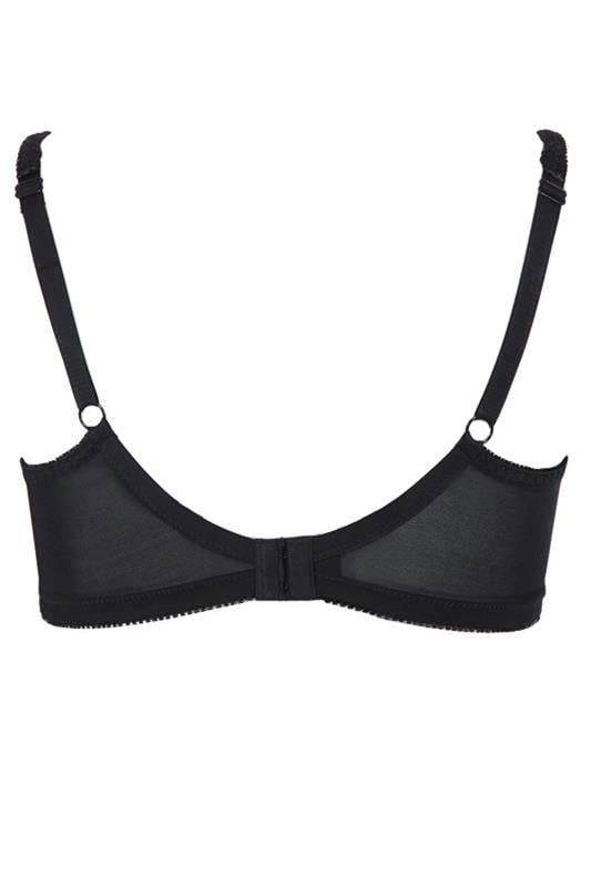 YOURS Plus Size Black Hi Shine Lace Non-Padded Non-Wired Full Cup Bra | Yours Clothing 4