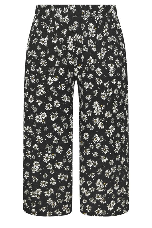 YOURS Curve Black Daisy Print Jersey Culottes | Yours Clothing 5