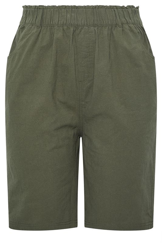 YOURS Plus Size Khaki Green Cool Cotton Shorts | Yours Clothing 5