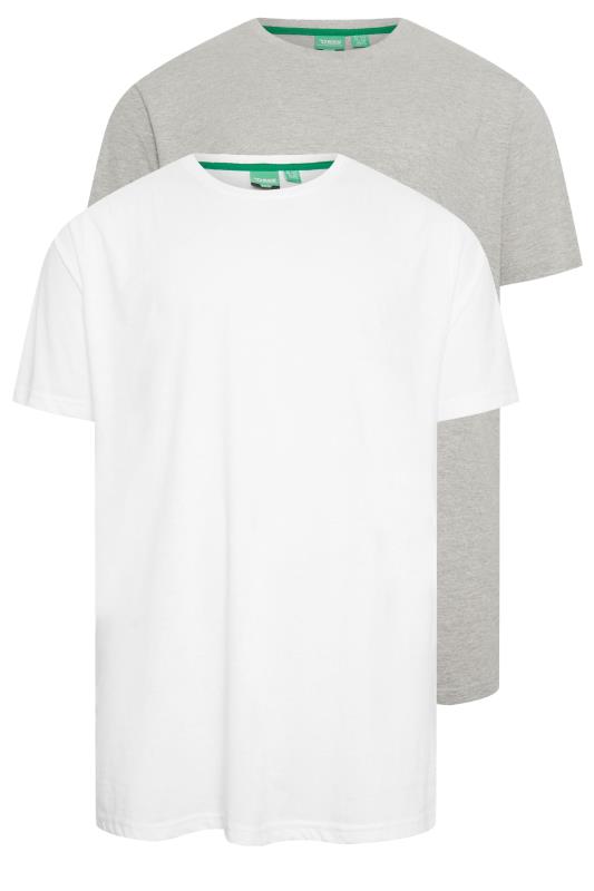 D555 2 PACK Grey & White Crew Neck T-Shirts | BadRhino 2