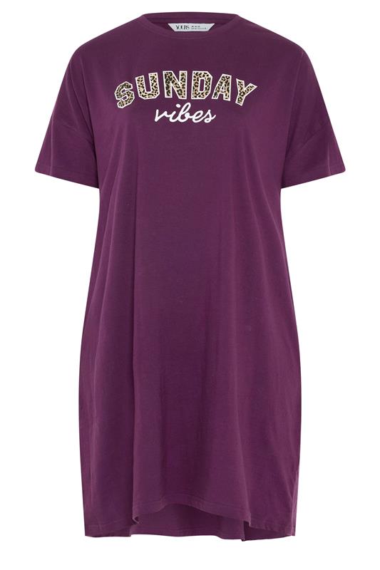 YOURSET 2 PACK Plus Size Burgundy Red 'Sunday Vibes' Sleep Tee Nightdresses | Yours Clothing 8