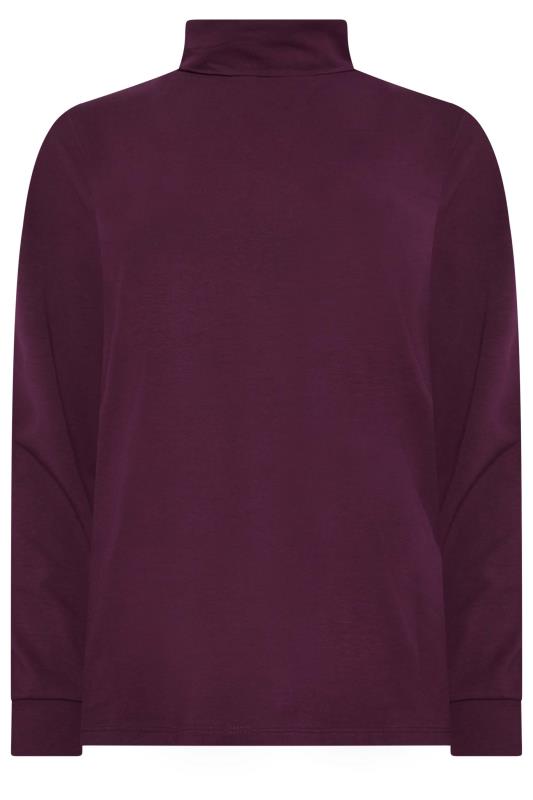 M&Co Dark Purple Turtle Neck Long Sleeve Cotton Blend Top | M&Co 6