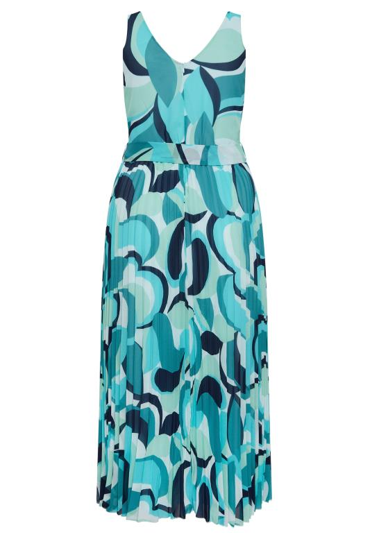 YOURS LONDON Plus Size Blue Abstract Print Pleated Maxi Dress | Yours Clothing 7