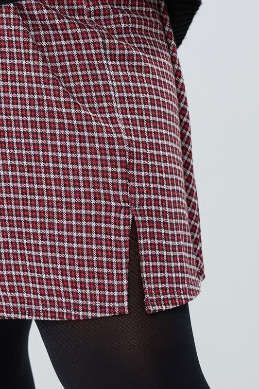 YOURS Plus Size Red Check Mini Skirt | Yours Clothing 4