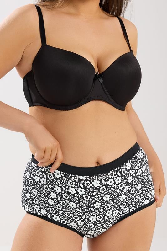 YOURSET 5 PACK Plus Size Black & White Floral Full Briefs | Yours Clothing 2