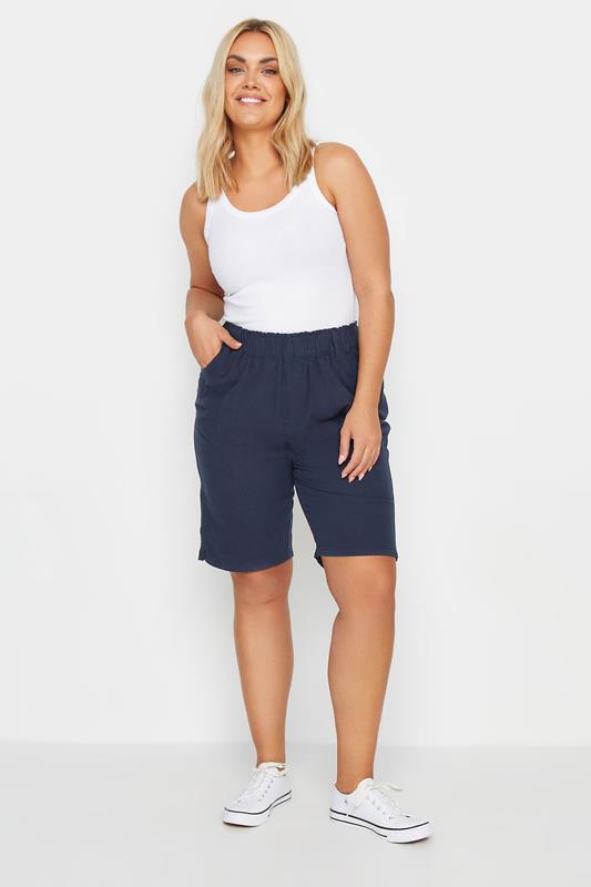 YOURSET 2 PACK Plus Size Black & Navy Blue Cool Cotton Shorts | Yours Clothing 4