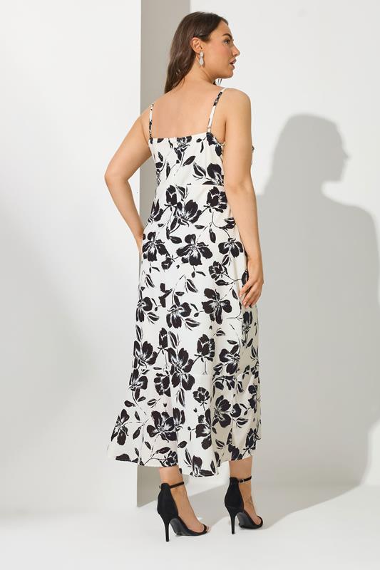 YOURS LONDON Plus Size White Floral Print Ruffle Wrap Dress | Yours Clothing 2