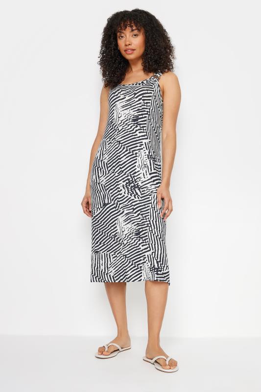 M&Co Black & White Stripe Print Buckle Strap Jersey Midi Dress | M&Co 2