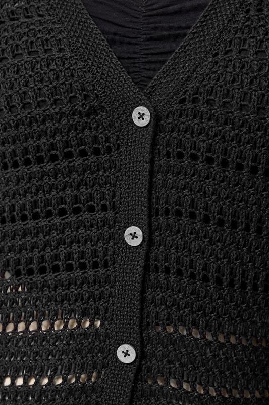 YOURS Plus Size Black Pointelle Knit Cardigan | Yours Clothing 4
