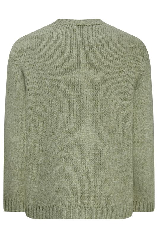 JACK & JONES Big & Tall Seagrass Green Crew Neck Knit Jumper | BadRhino 4