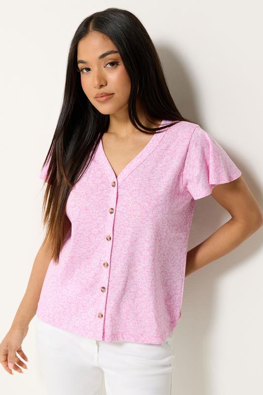  M&Co Petite Pink Short Sleeve Cotton Shirt