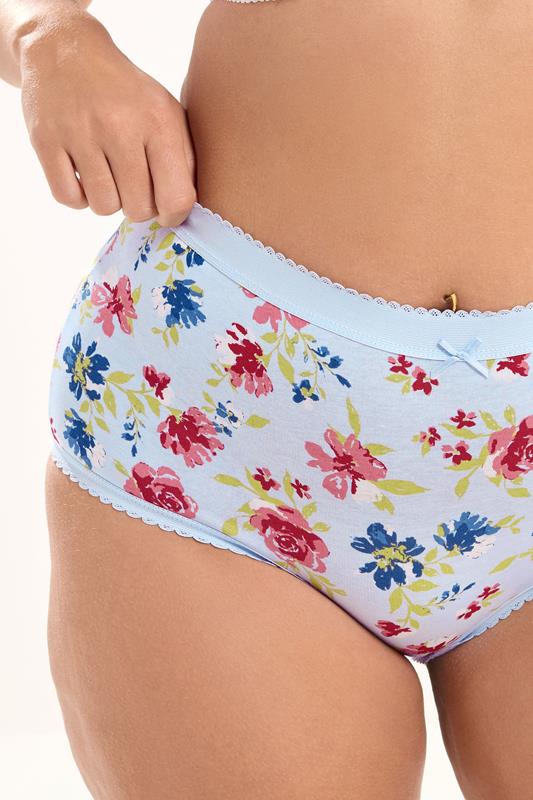 YOURS 5 PACK Plus Size Blue & Pink Floral Full Briefs | Yours Clothing 6