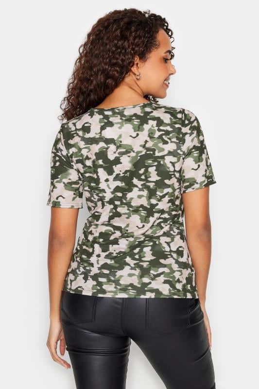 M&Co Khaki Green Abstract Print Square Neck Top | M&Co 3