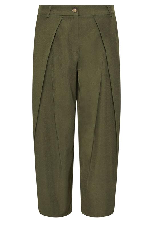 PixieGirl Petite Women's Olive Green Wrap Pleated Wide Leg Trousers | PixieGirl 5