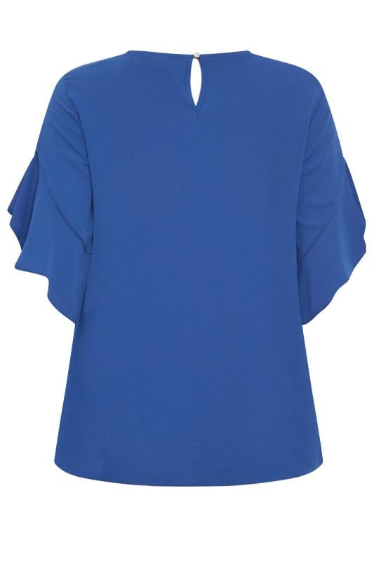M&Co Cobalt Blue Frill Sleeve Blouse | M&Co 7
