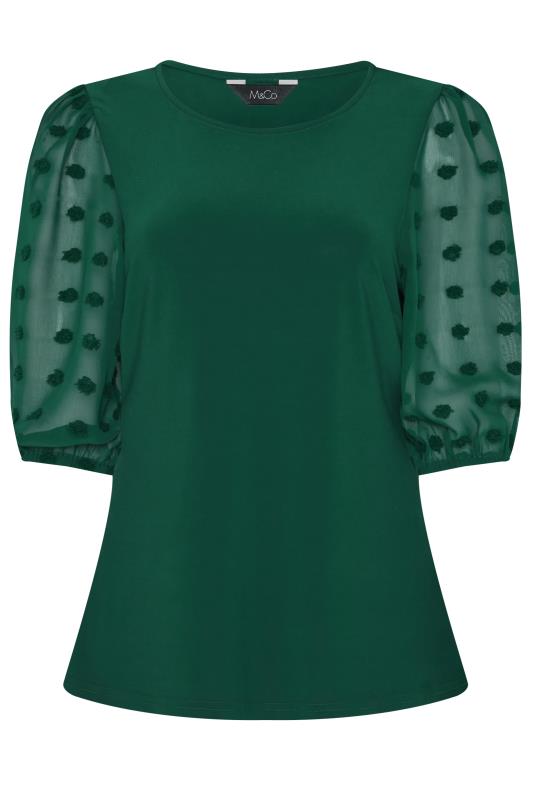 M&Co Dark Green Dobby Short Sleeve Blouse | M&Co  6