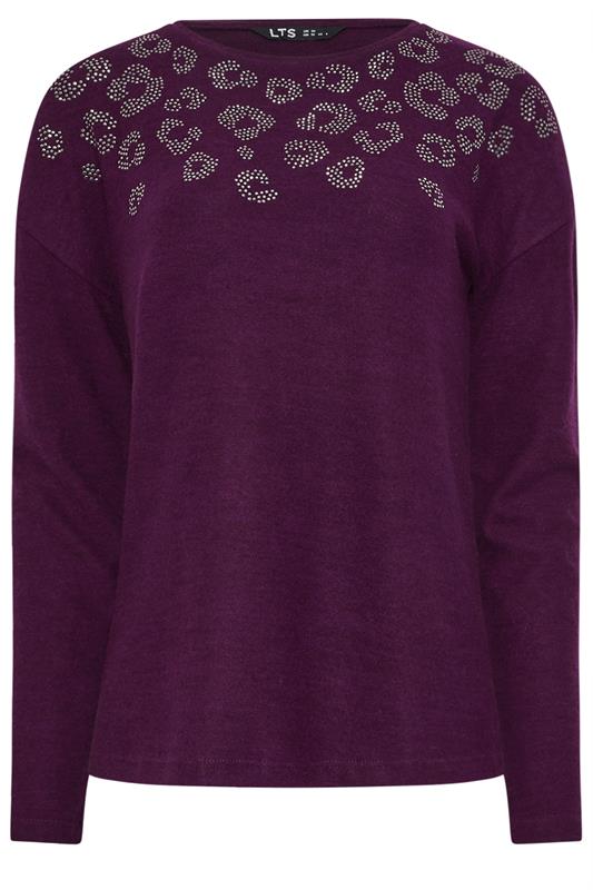 LTS Tall Purple Soft Touch Animal Embellished Jumper | Long Tall Sally 5