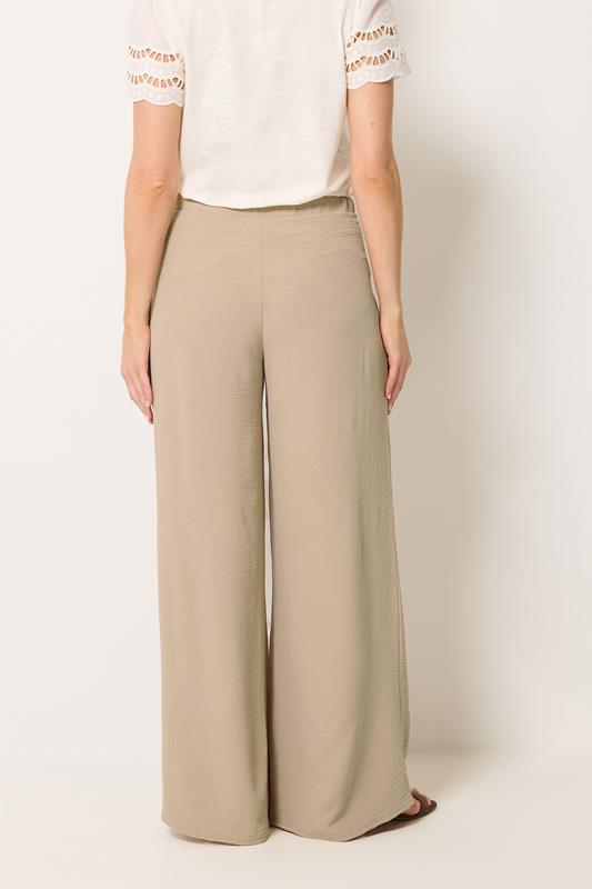 LTS Tall Women's Stone Brown Pleated Palazzo Wide Leg Trousers | Long Tall Sally 2