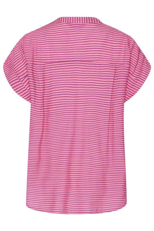 M&Co Women's Pink Stripe Grown On Sleeve Top | M&Co 7