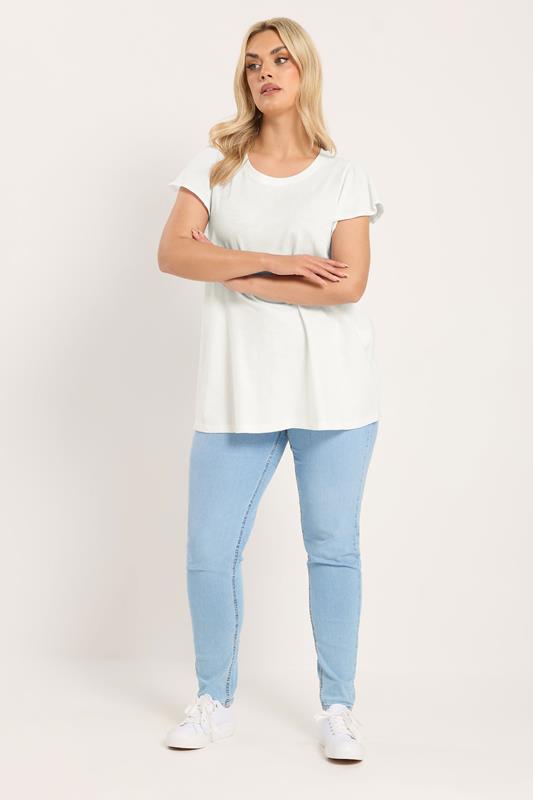 YOURS Plus Size Curve White Frill Short Sleeve T-Shirt | Yours Clothing 1