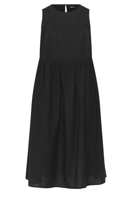 YOURS Plus Size Black Linen Midi Dress | Yours Clothing 5