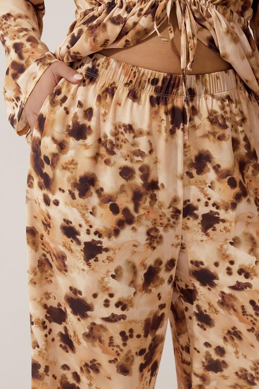 LIMITED COLLECTION Plus Size Brown Abstract Animal Print Wide Leg Trousers | Yours Clothing 4