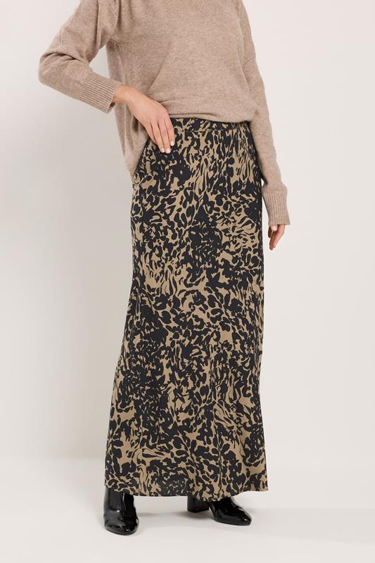 LTS Tall Women's Black Abstract Print Cotton Maxi Skirt | Long Tall Sally 1