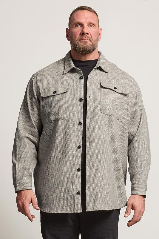 JACK & JONES Big & Tall Brown Woven Check Overshirt | BadRhino 1