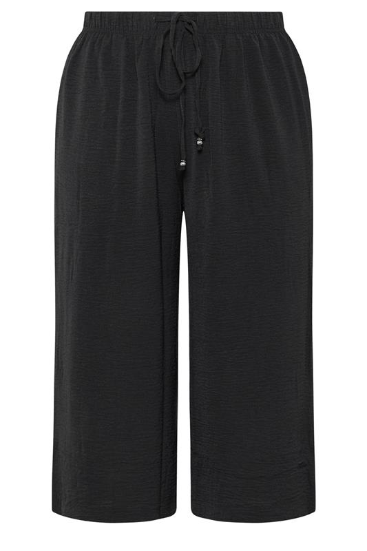 YOURS Plus Size Black Cropped Twill Culottes | Yours Clothing 5