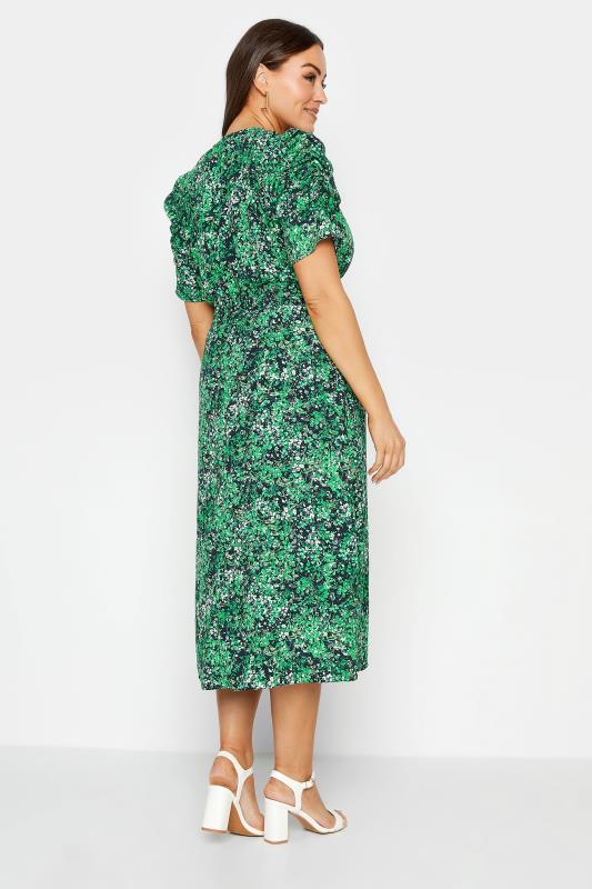 M&Co Green Floral Print Shirred Waist Midi Dress | M&Co 3