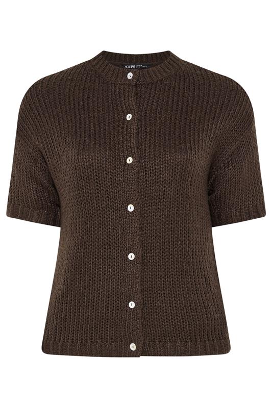 YOURS Plus Size Chocolate Brown Short Sleeve Cardigan Yours Clothing 5