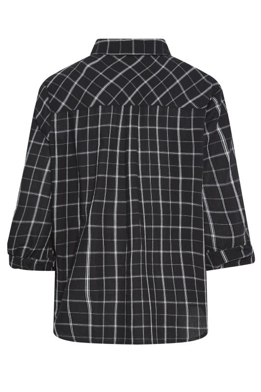 M&Co Petite Black Check Print Cotton Boyfriend Shirt | M&Co 6