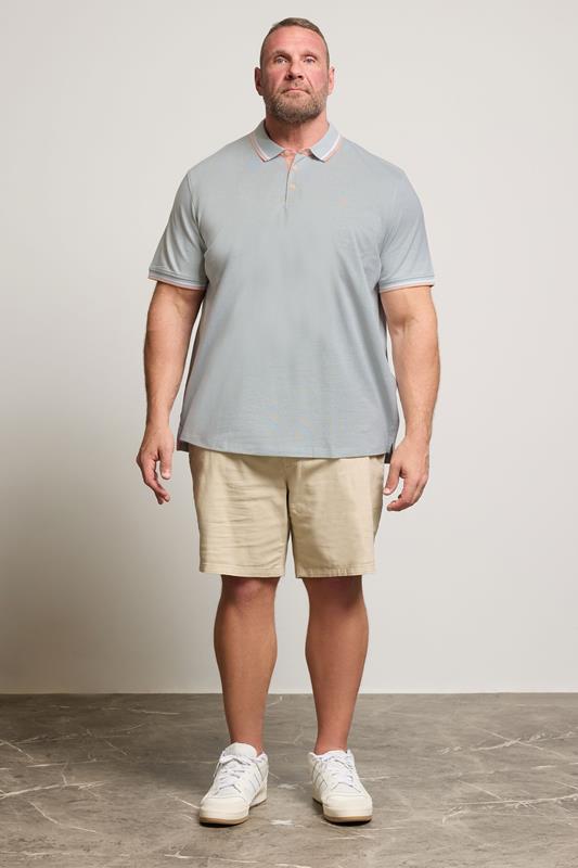 JACK & JONES Big & Tall Light Grey Paulos Polo Shirt | BadRhino 1