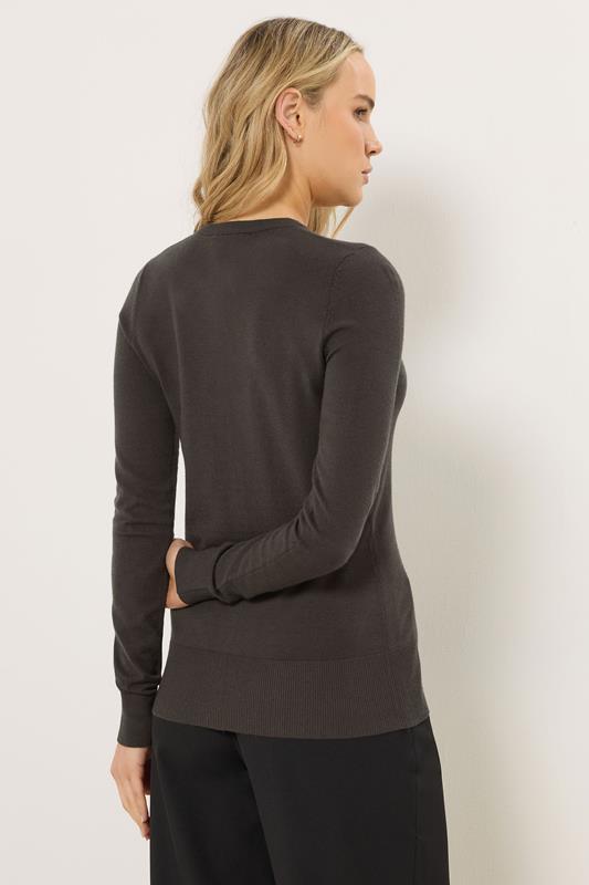 LTS Tall Women's Chocolate Brown Crew Neck Button Cardigan | Long Tall Sally 2
