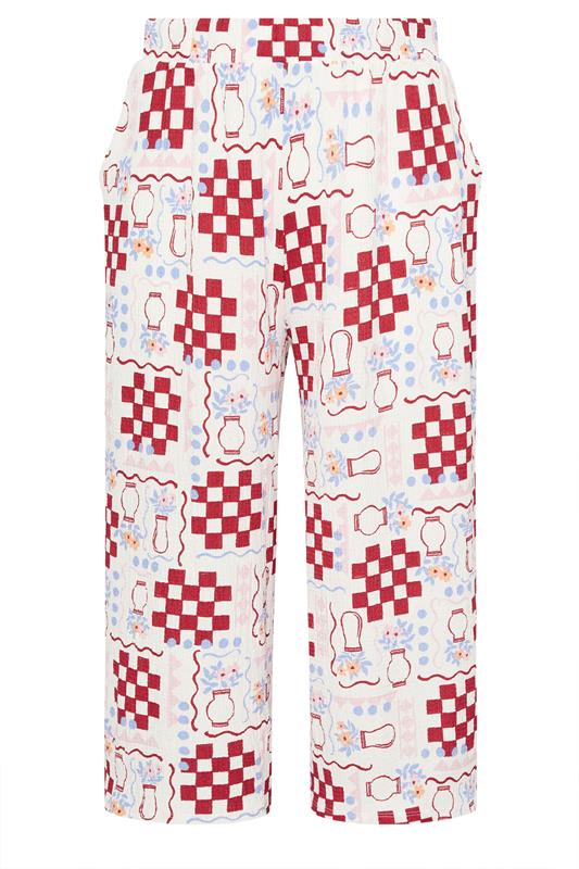 YOURS Plus Size White Floral Check Crinkle Midaxi Culottes | Yours Clothing 5