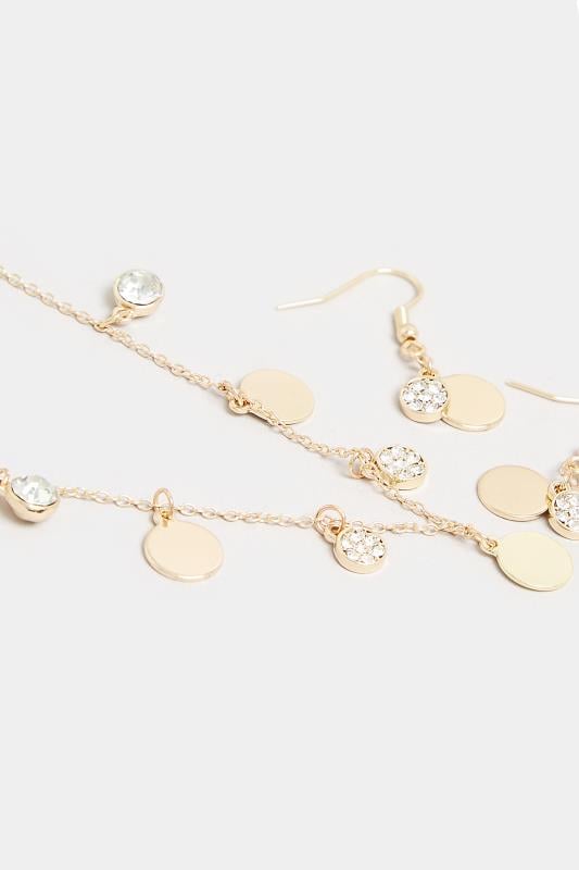 2 PACK Gold Disc Necklace & Earring Set | Yours Clothing  3