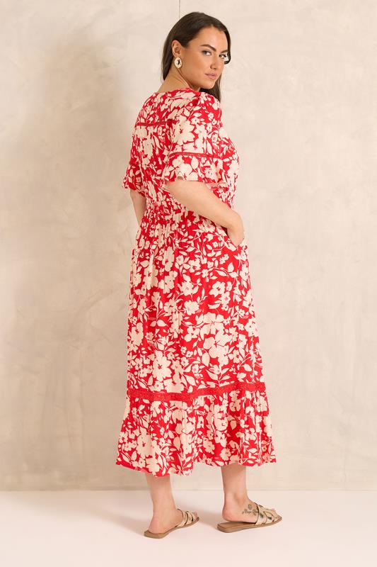 EVANS Plus Size Red Floral Button Front Maxi Dress| Evans  4