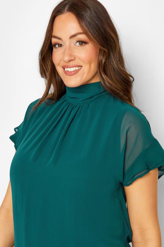 M&Co Green High Neck Frill Sleeve Blouse | M&Co 4