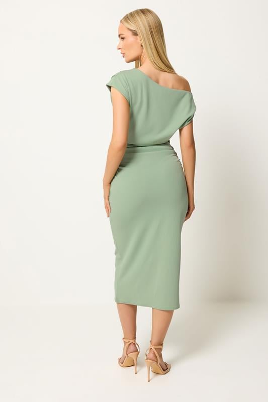 STAR Sage Green Draped Midi Dress | StarByJM 4