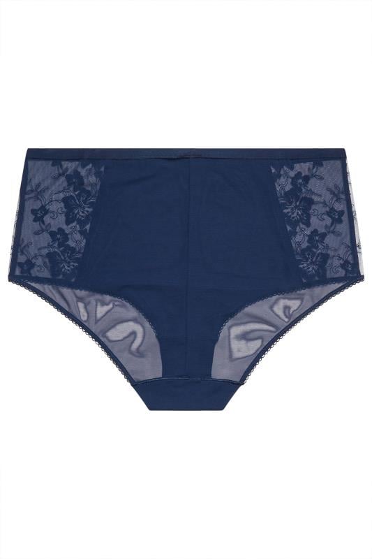 YOURSET 2 PACK Plus Size Navy Blue & White Embroidered Full Briefs | Yours Clothing 9
