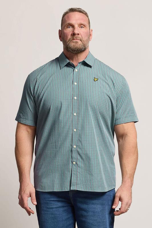 LYLE & SCOTT Big & Tall Blue Fine Check Shirt | BadRhino 1