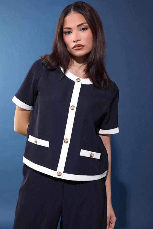 PixieGirl Petite Navy Blue Short Sleeve Top