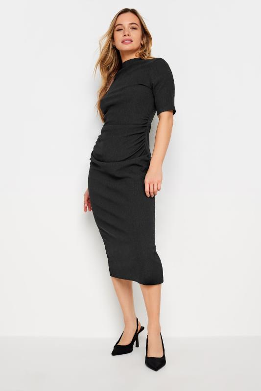 M&Co Petite Black Textured Midi Dress | M&Co  1
